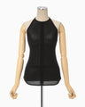 Openwork Lace-up Knitted Top - black