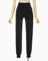 Openwork Lace-up Knitted Trousers - black