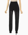 Openwork Lace-up Knitted Trousers - black