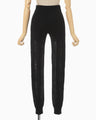 Openwork Lace-up Knitted Trousers - black