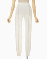 Openwork Lace-up Knitted Trousers - white