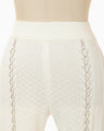 Openwork Lace-up Knitted Trousers - white
