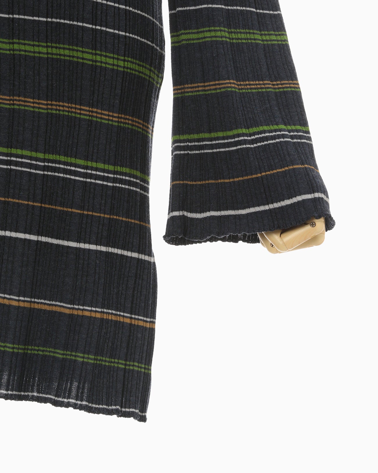 Random Ribbed Plaid Knitted Dress With Choker - navy