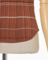 Random Ribbed Plaid Knitted Top - brown