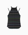 Random Ribbed Plaid Knitted Top - navy