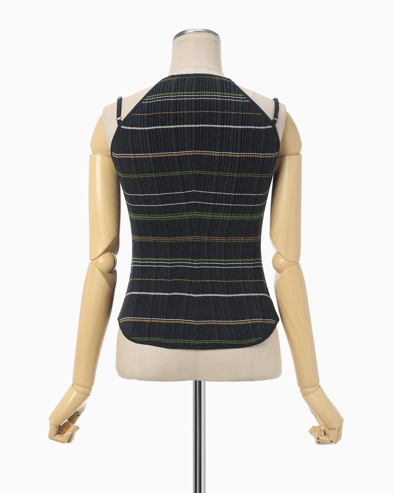 Random Ribbed Plaid Knitted Top - navy