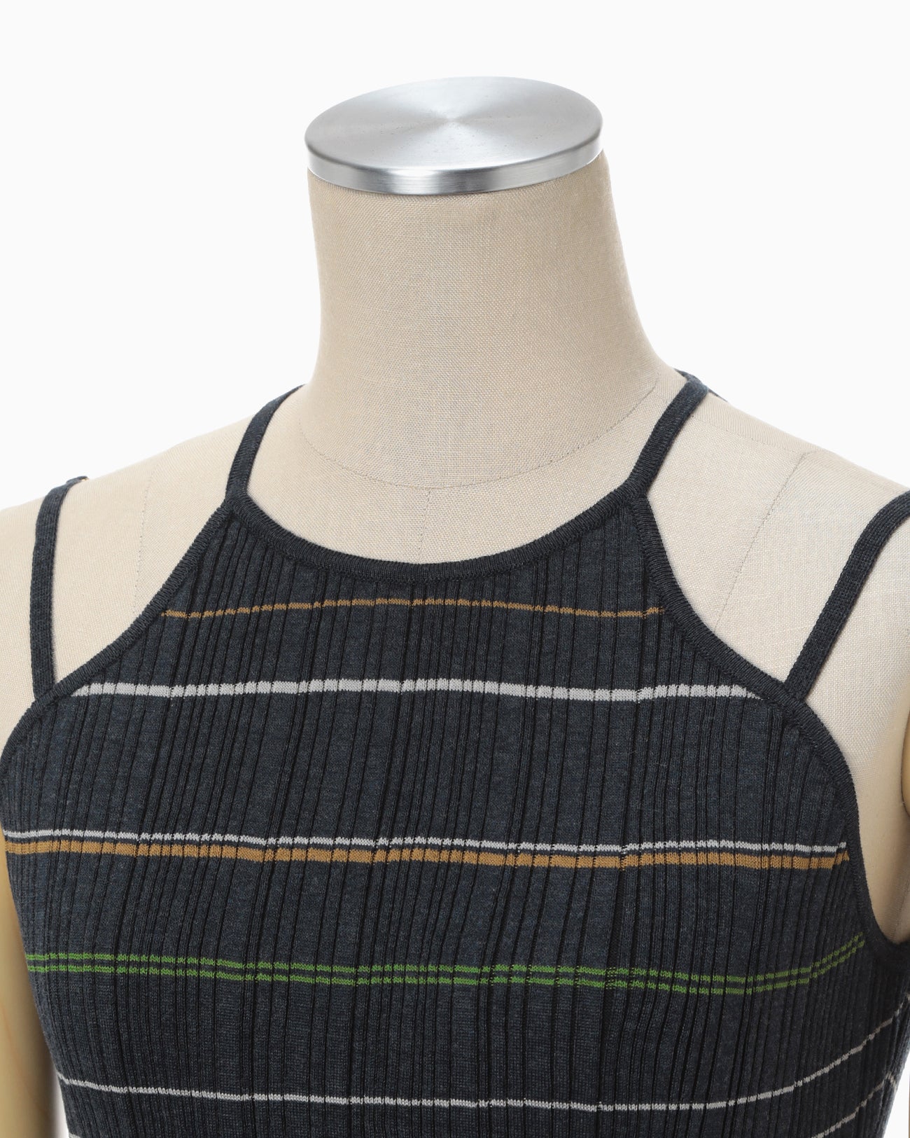 Random Ribbed Plaid Knitted Top - navy