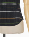 Random Ribbed Plaid Knitted Top - navy