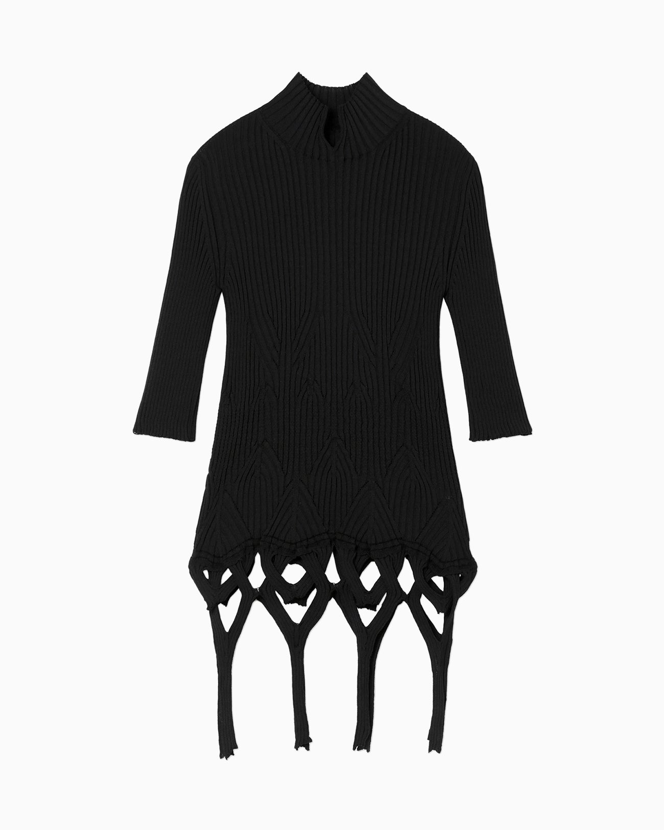 Basket Weave Detailed Knitted Top - black