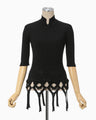 Basket Weave Detailed Knitted Top - black