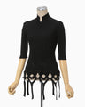 Basket Weave Detailed Knitted Top - black