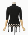 Basket Weave Detailed Knitted Top - black