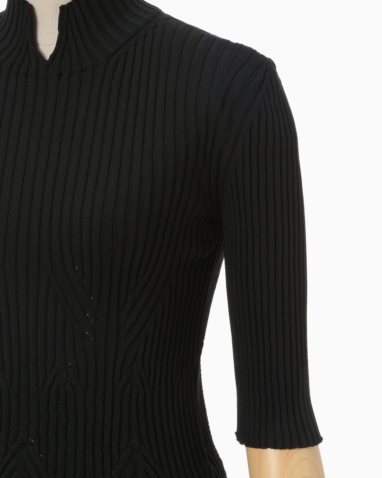 Basket Weave Detailed Knitted Top - black