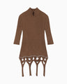 Basket Weave Detailed Knitted Top - brown