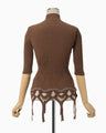 Basket Weave Detailed Knitted Top - brown
