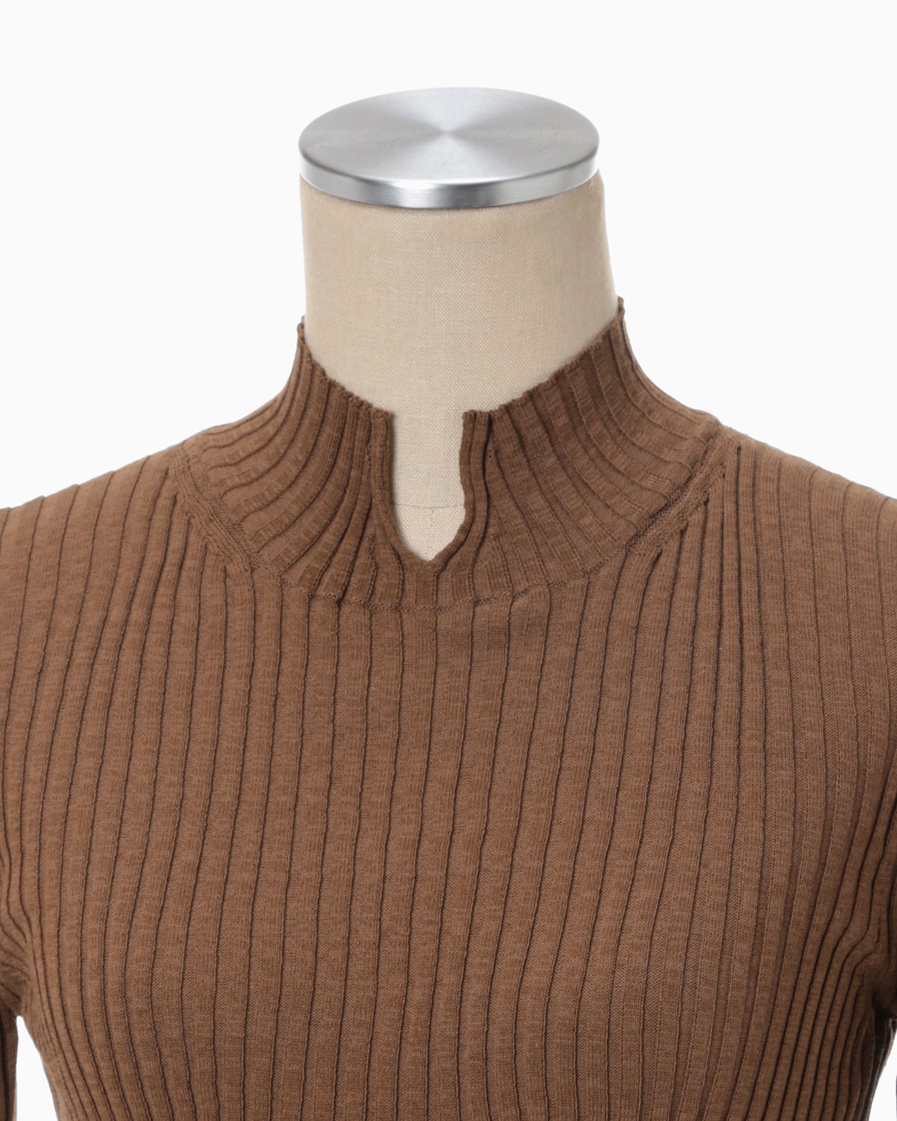 Basket Weave Detailed Knitted Top - brown