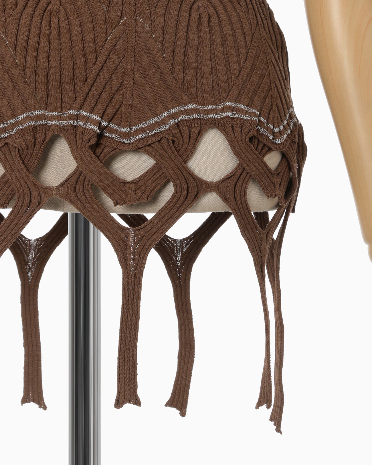 Basket Weave Detailed Knitted Top - brown