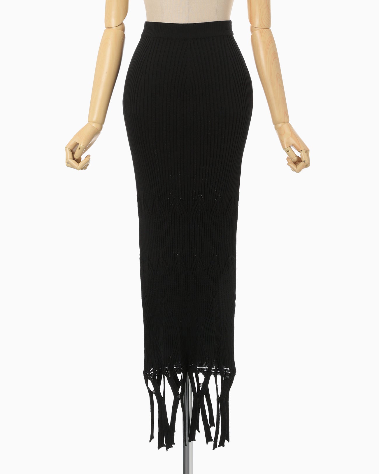 Basket Weave Detailed Knitted Skirt - black