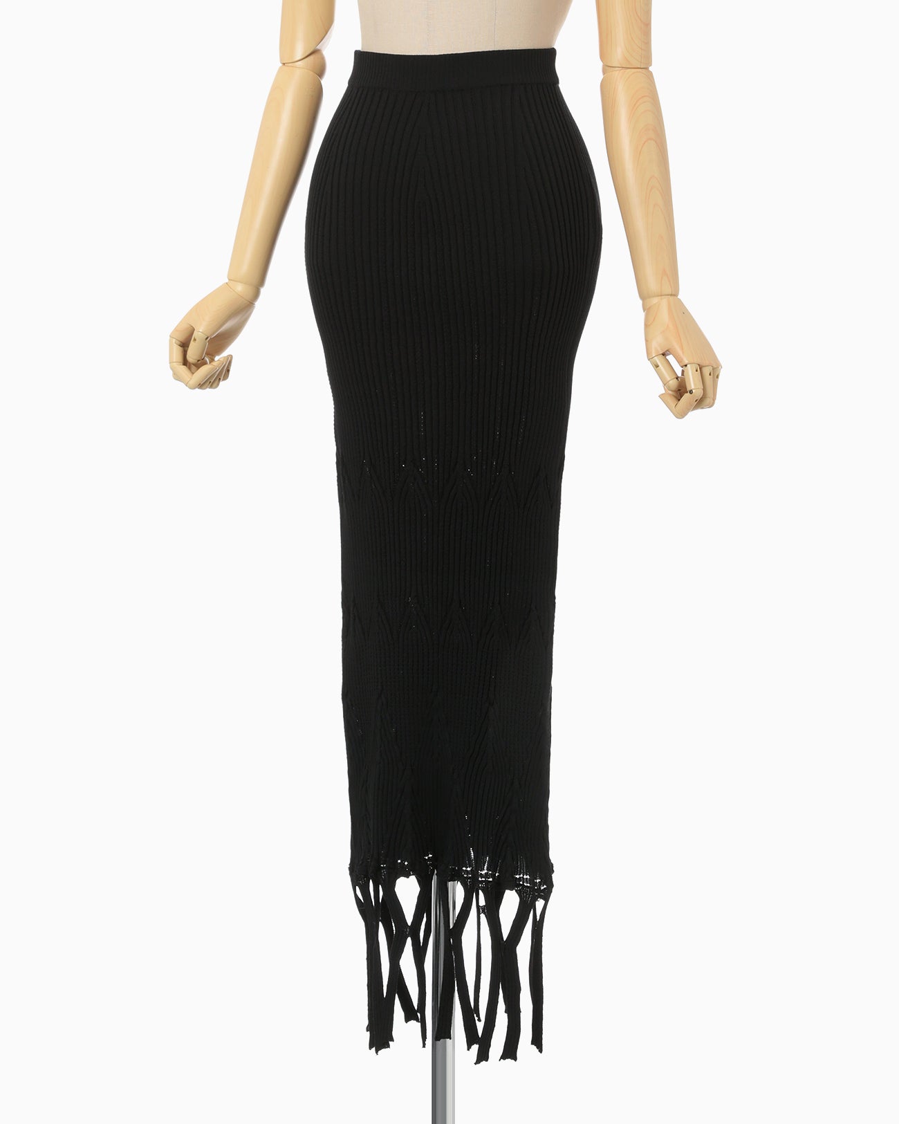 Basket Weave Detailed Knitted Skirt - black