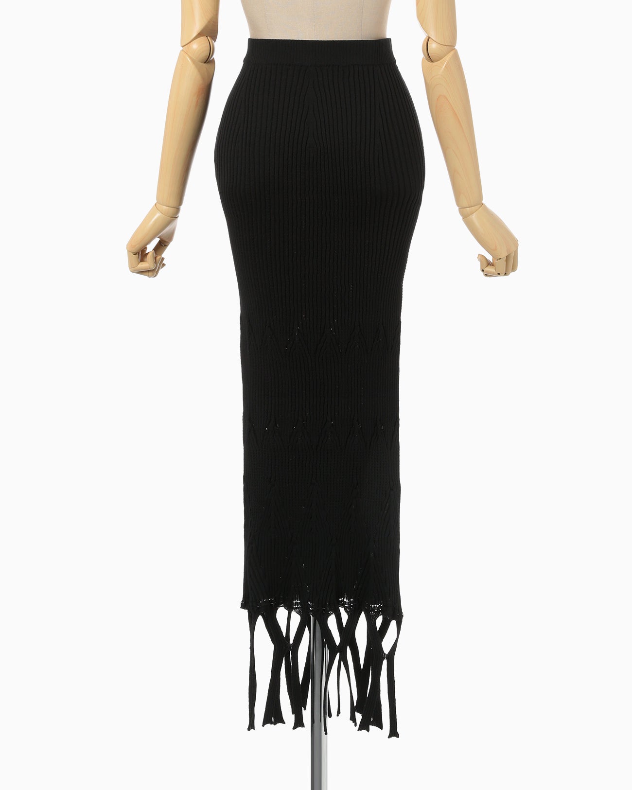 Basket Weave Detailed Knitted Skirt - black
