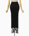 Basket Weave Detailed Knitted Skirt - black