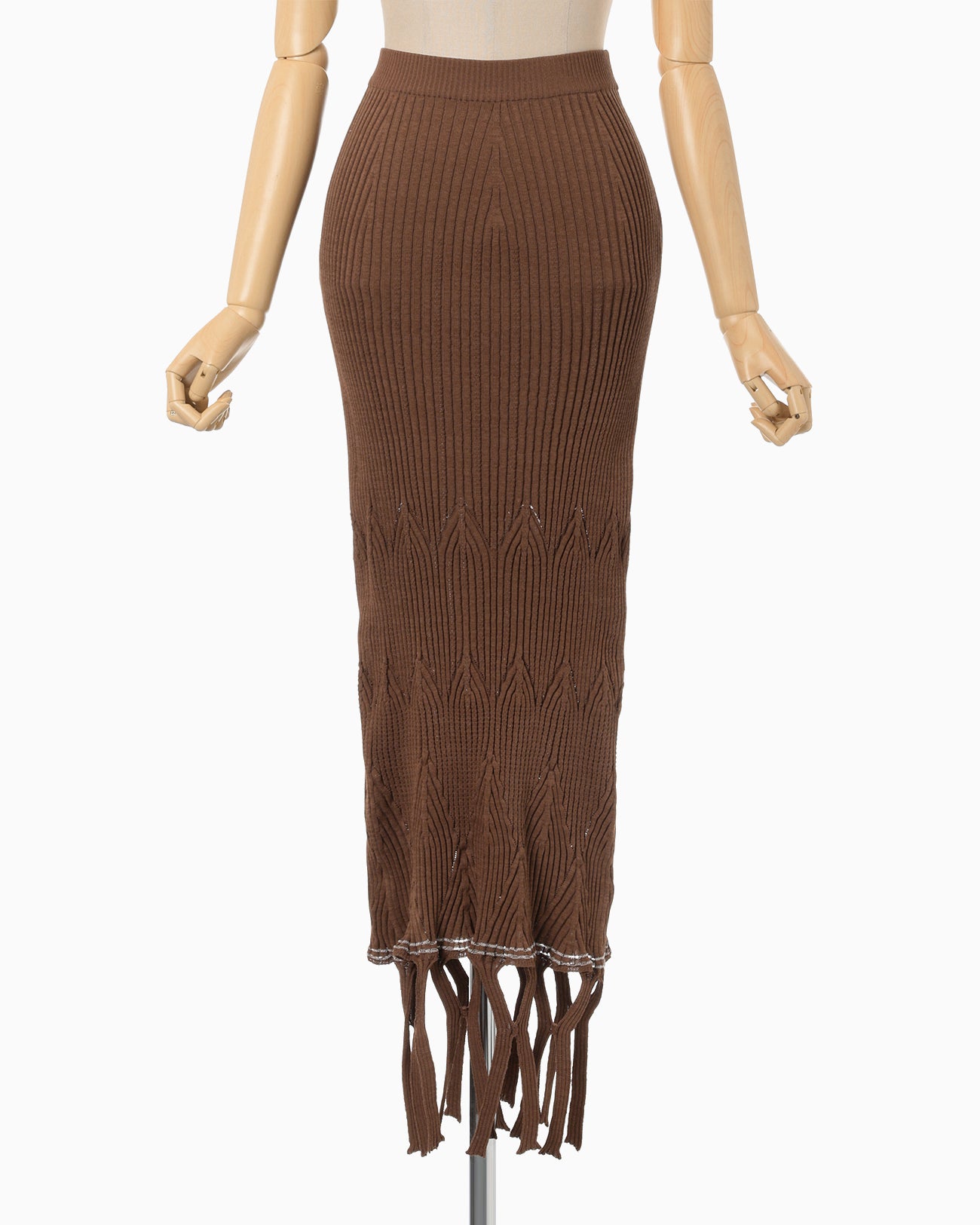 Basket Weave Detailed Knitted Skirt - brown
