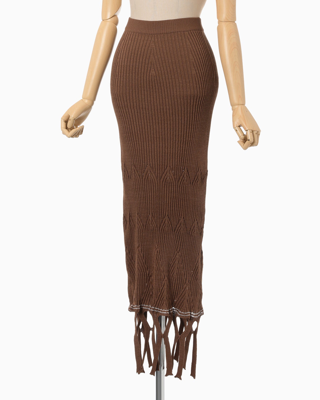 Basket Weave Detailed Knitted Skirt - brown