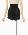 Openwork Lace-up Knitted Shorts - black
