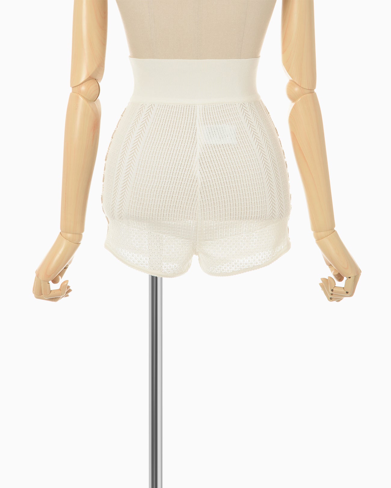 Openwork Lace-up Knitted Shorts - white