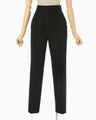 Silk Wool Double Cloth Tapered Trousers - black