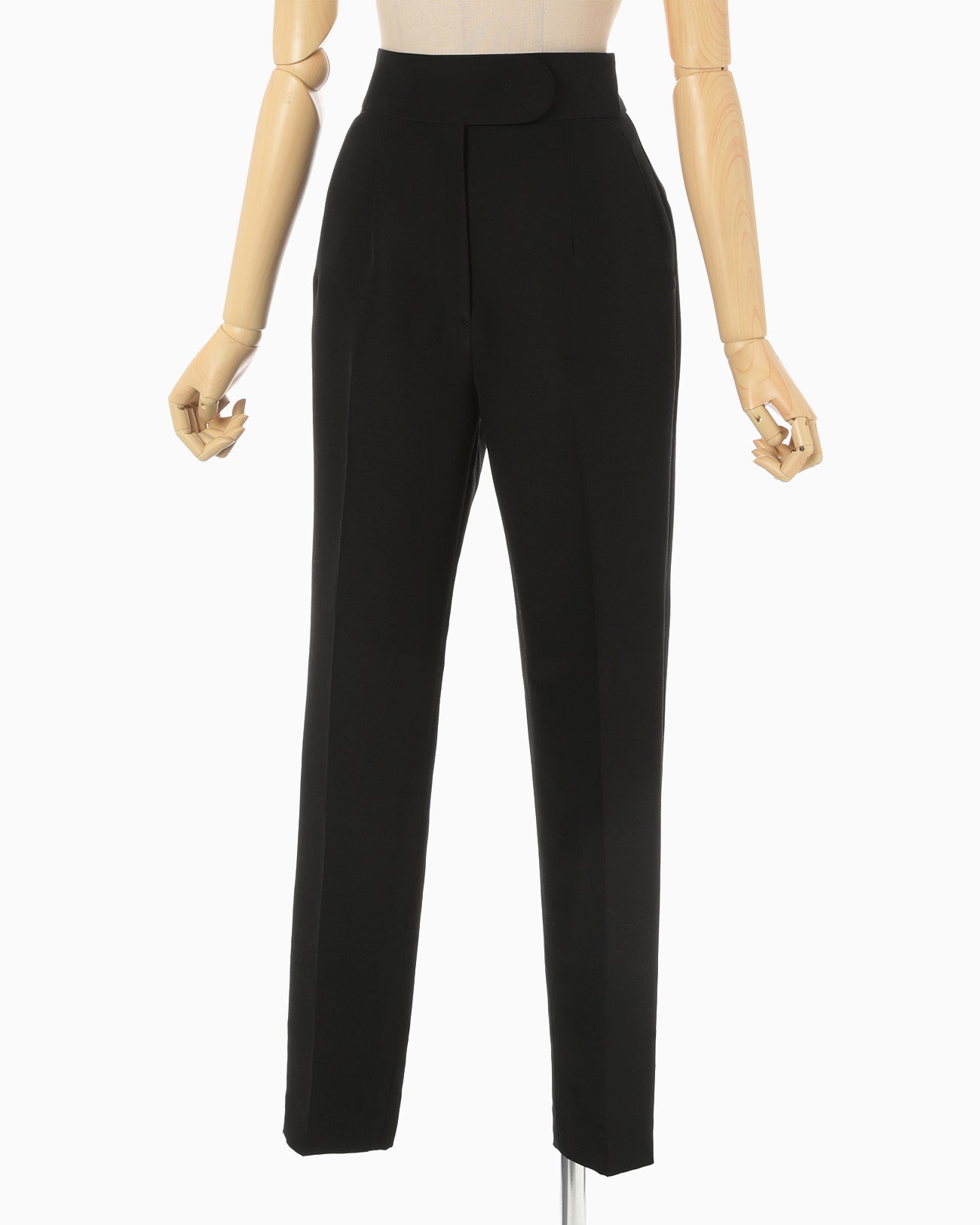 Silk Wool Double Cloth Tapered Trousers - black