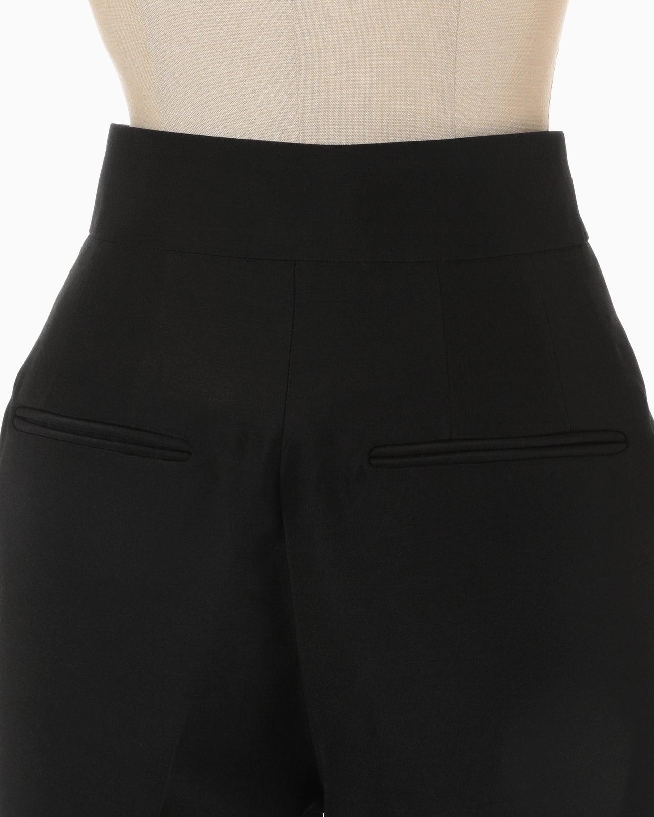 Silk Wool Double Cloth Tapered Trousers - black