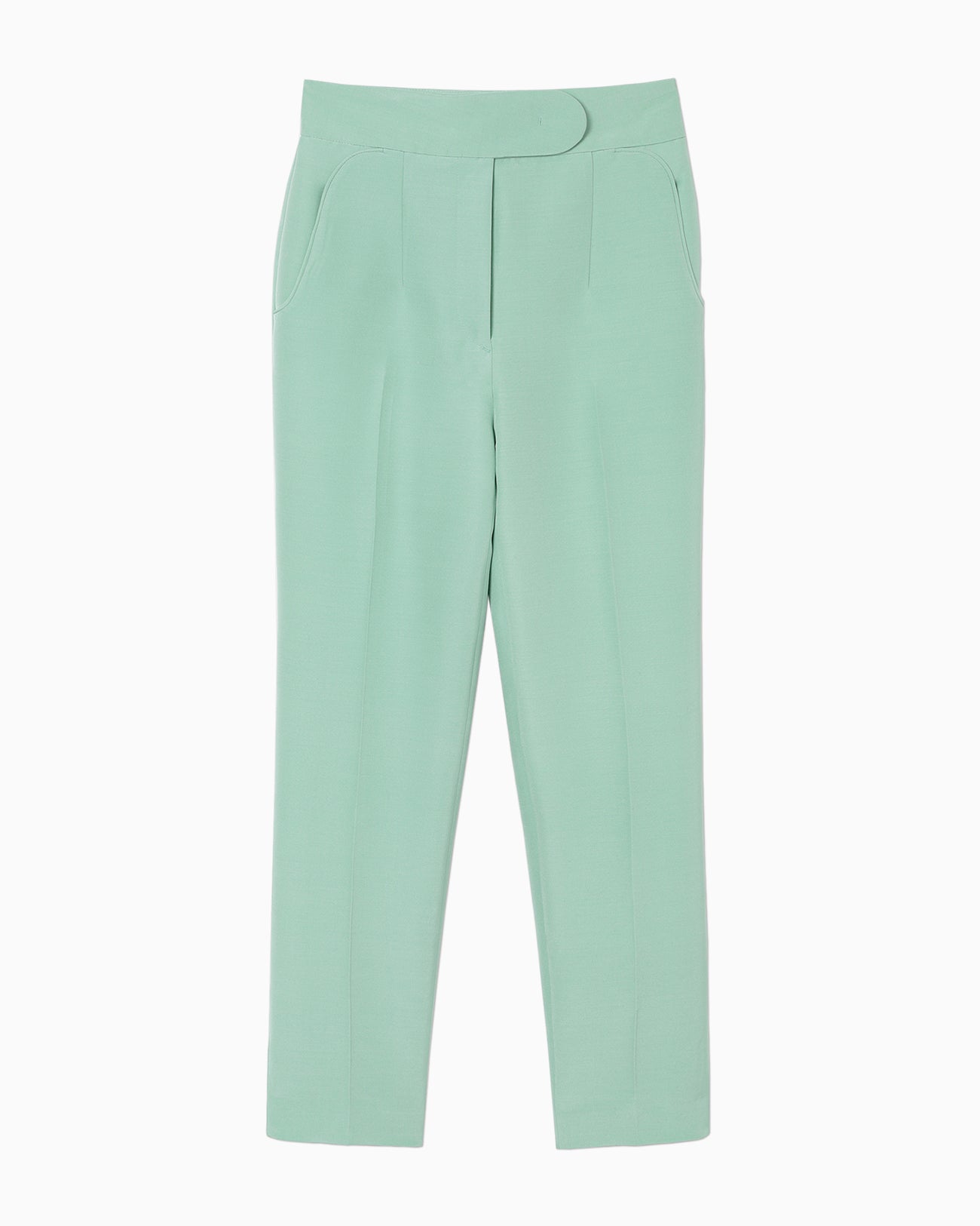 Silk Wool Double Cloth Tapered Trousers - mint green