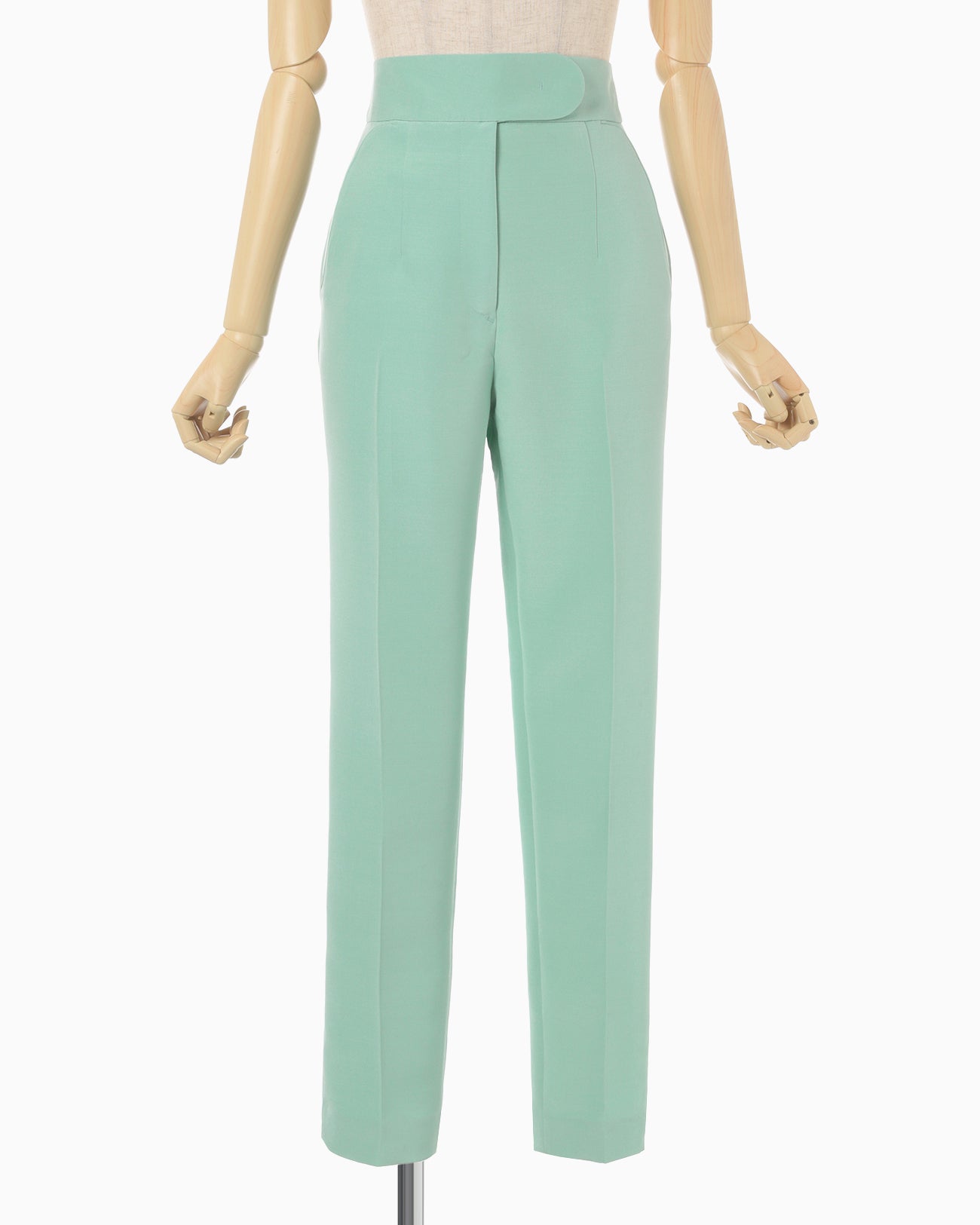 Silk Wool Double Cloth Tapered Trousers - mint green