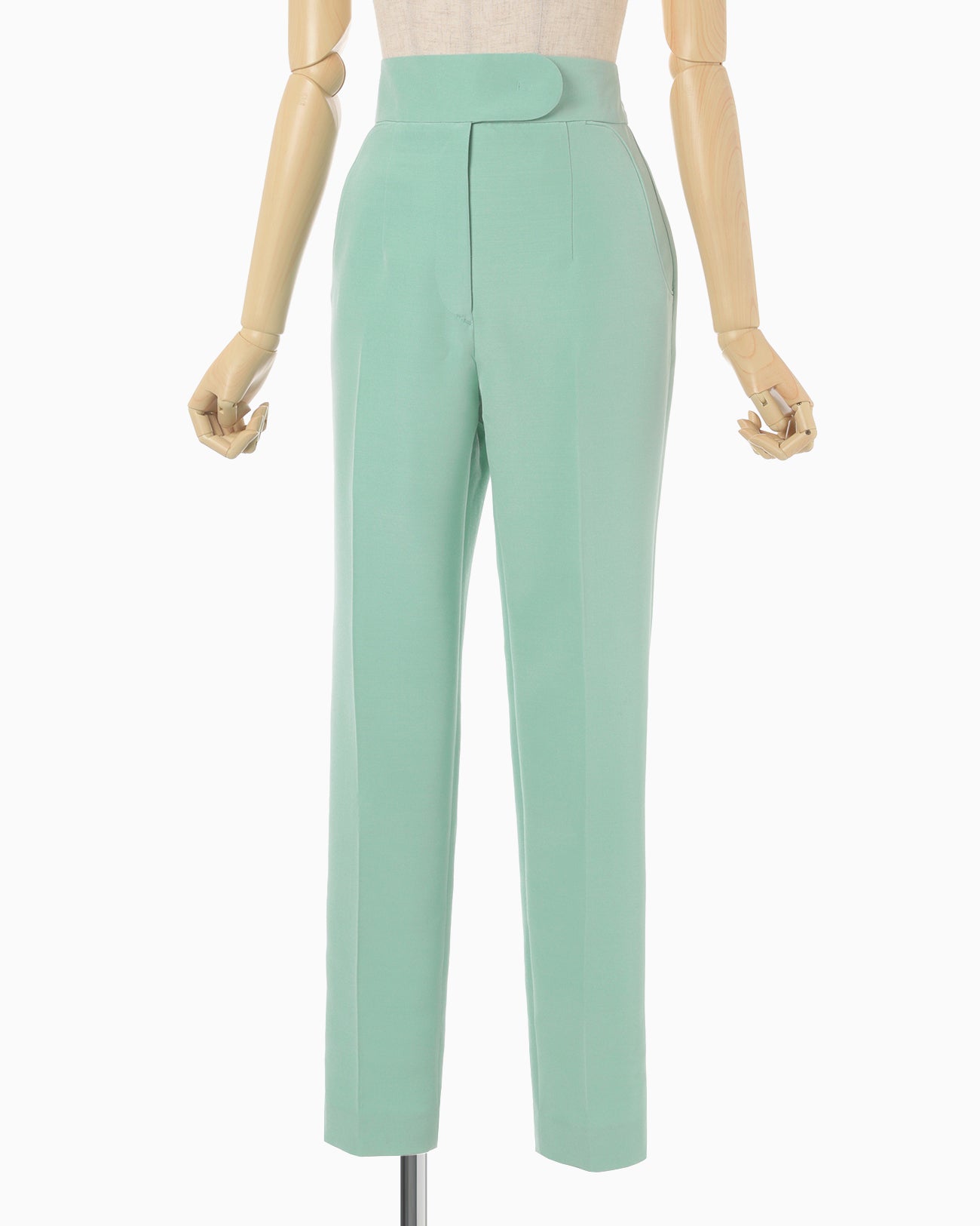 Silk Wool Double Cloth Tapered Trousers - mint green