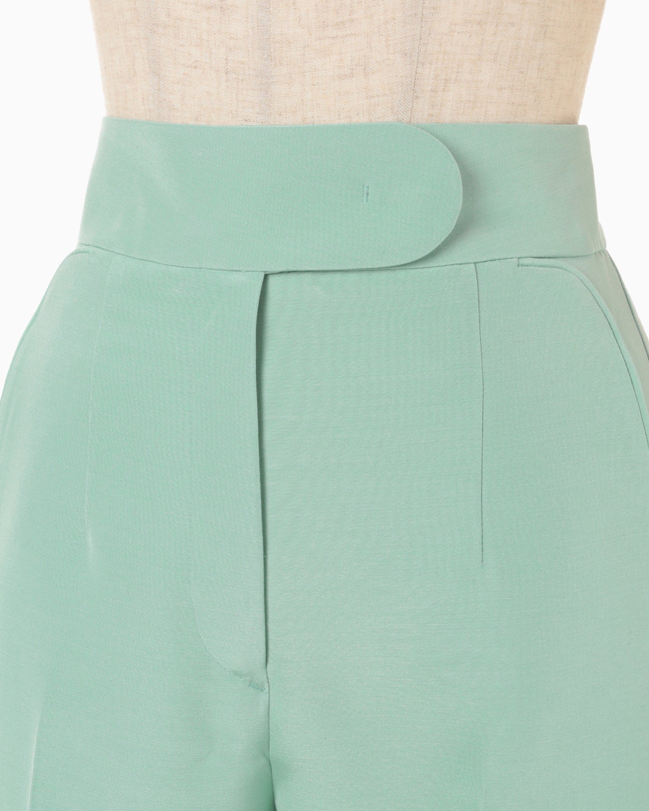 Silk Wool Double Cloth Tapered Trousers - mint green