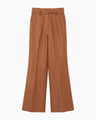 Geometric Silk Cotton Jacquard Flared Trousers - brown