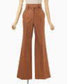 Geometric Silk Cotton Jacquard Flared Trousers - brown
