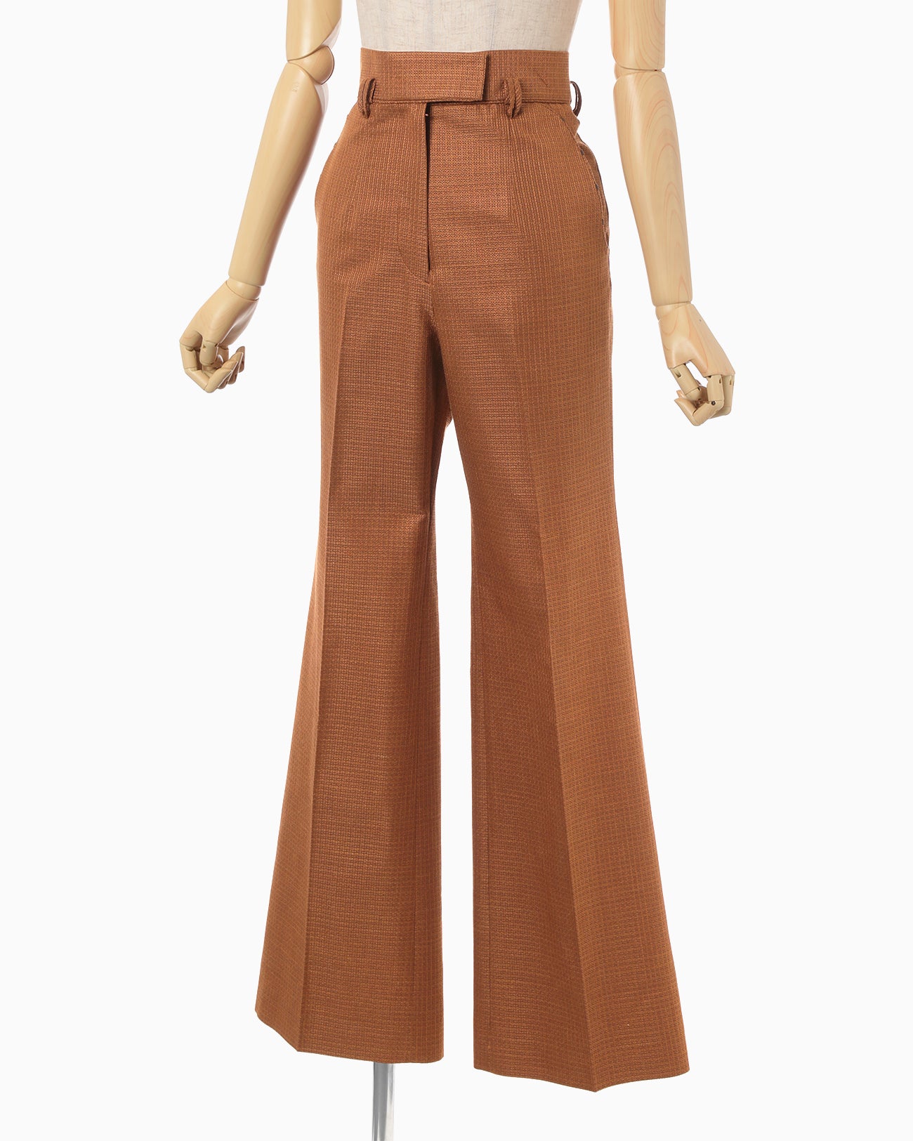 Geometric Silk Cotton Jacquard Flared Trousers - brown