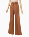 Geometric Silk Cotton Jacquard Flared Trousers - brown
