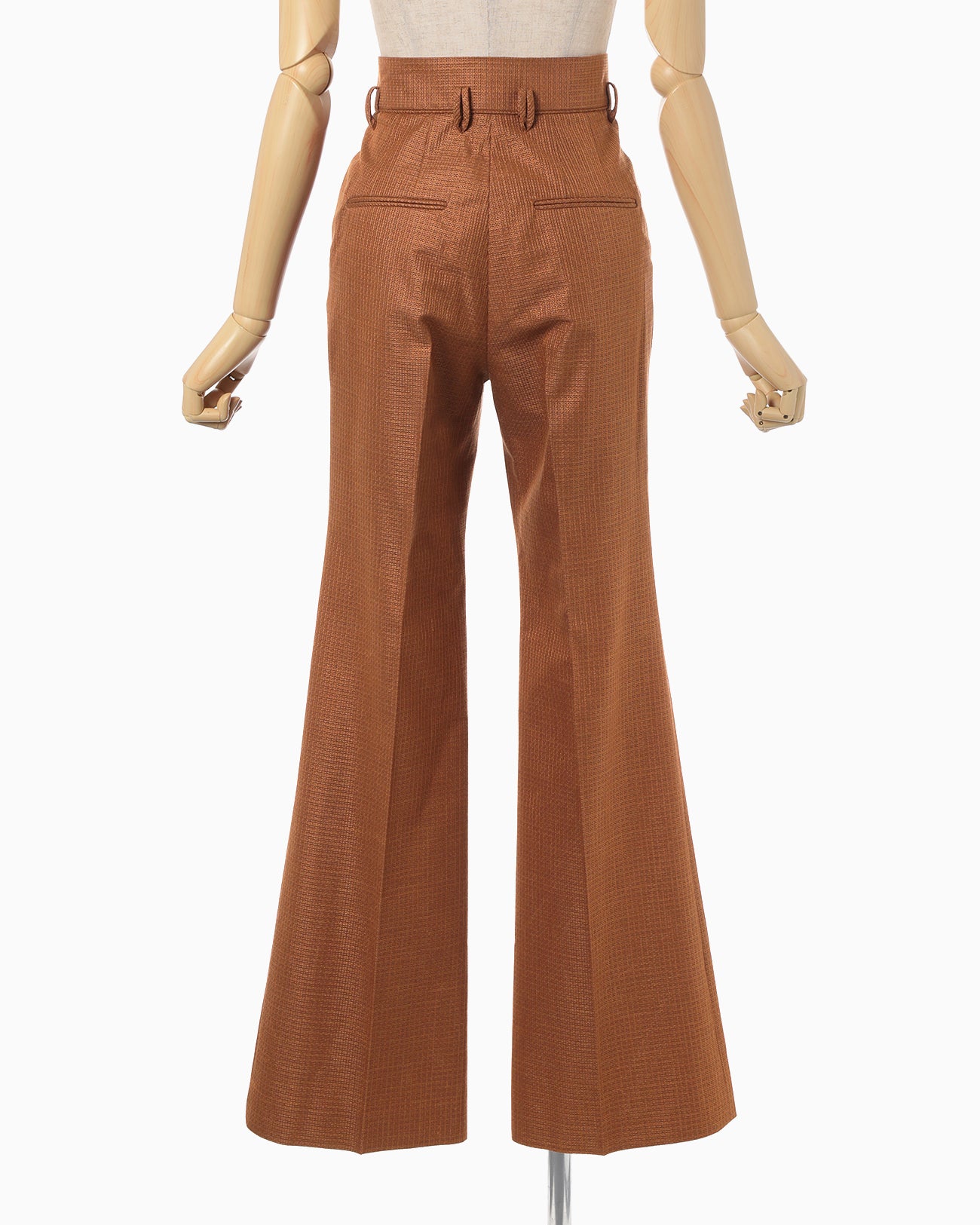 Geometric Silk Cotton Jacquard Flared Trousers - brown
