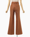 Geometric Silk Cotton Jacquard Flared Trousers - brown
