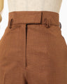 Geometric Silk Cotton Jacquard Flared Trousers - brown