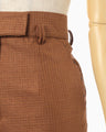 Geometric Silk Cotton Jacquard Flared Trousers - brown