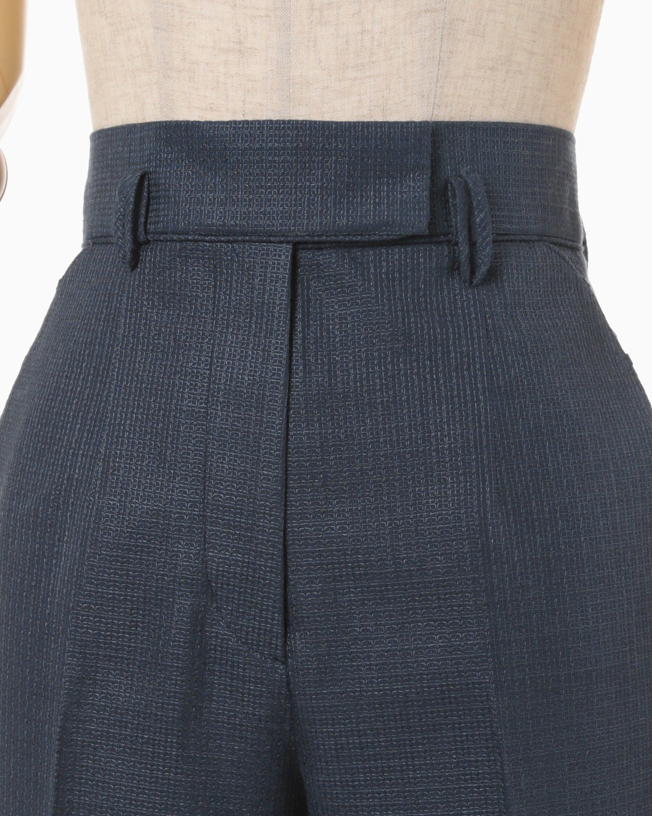 Geometric Silk Cotton Jacquard Flared Trousers - navy