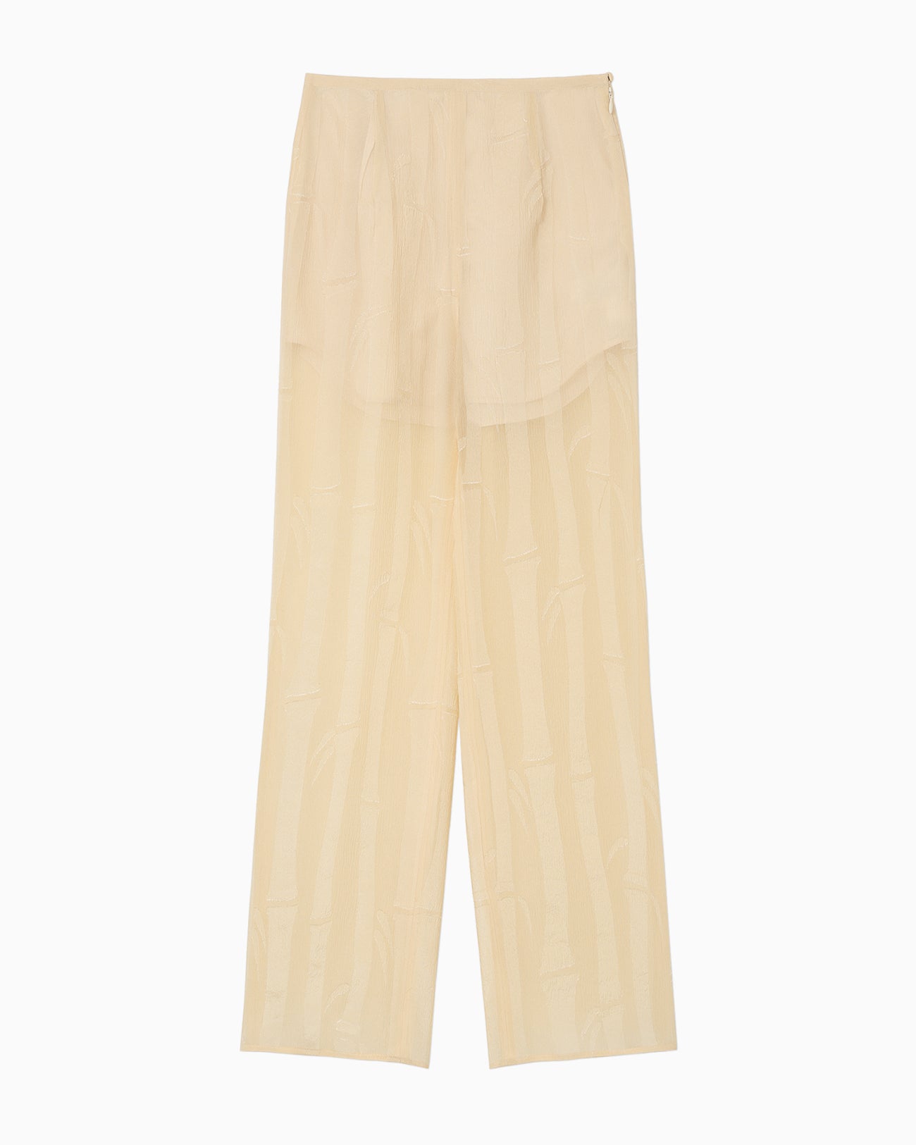 Bamboo Motif Willow Jacquard Sheer Trousers - beige