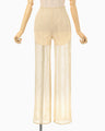 Bamboo Motif Willow Jacquard Sheer Trousers - beige