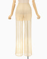 Bamboo Motif Willow Jacquard Sheer Trousers - beige