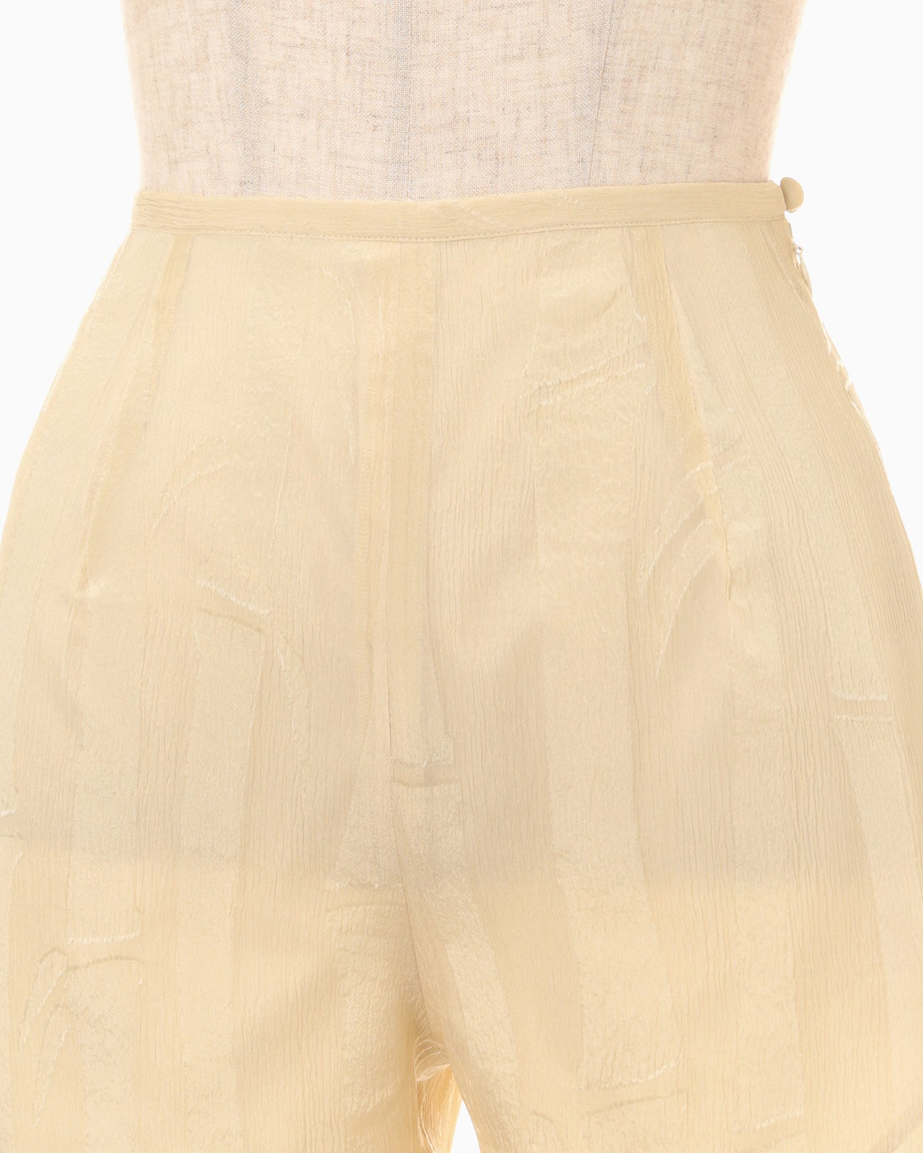 Bamboo Motif Willow Jacquard Sheer Trousers - beige