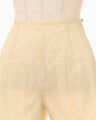 Bamboo Motif Willow Jacquard Sheer Trousers - beige
